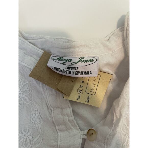 NWT Maya Jones Imports Size XS White Top 100% Cotton Handmade In Guatemala - Picture 3 of 6